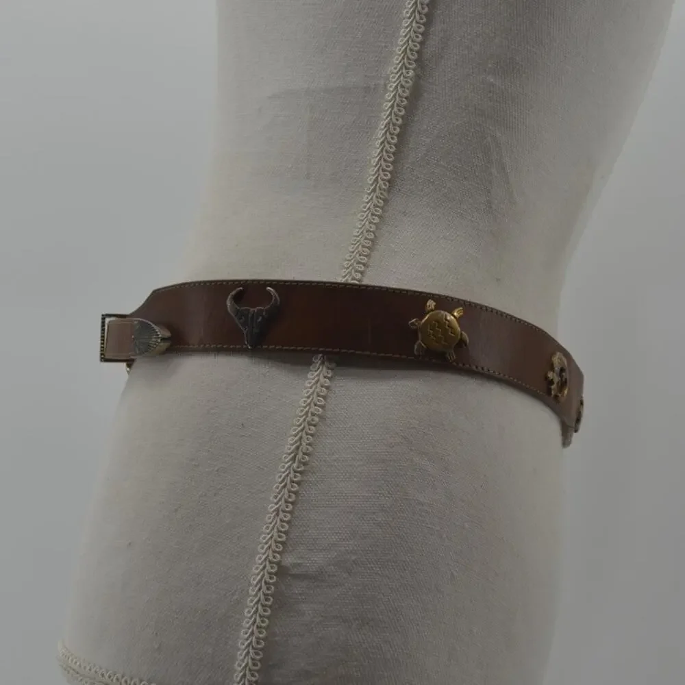 Vintage Silver Creek Southwestern Concho Brown Leather Sz 30